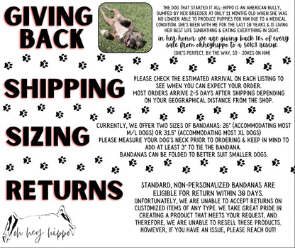 Adopt Me with Pawprint - Adopt Me Foster Pet Bandana - Triangle tie on - 26"/31.5"