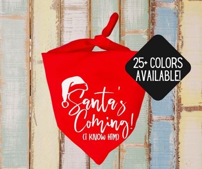 Santa's Coming! - Christmas Dog Bandana - Triangle Tie On - 26"/31.5"